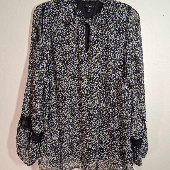 Lane Bryant Blouse Business Casual Boho Granny Office Long Sleeve Size 20 - Picture 1 of 7